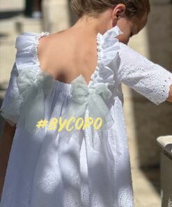 A Vestido mangas Perforado Copo